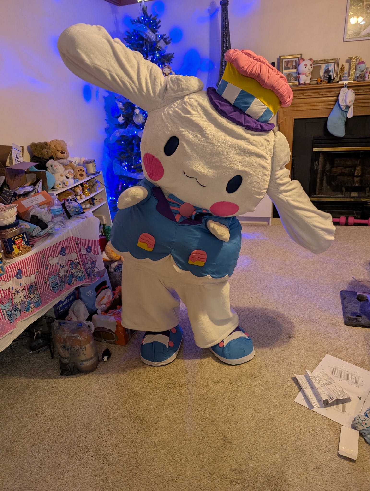Jacqueline in a Cinnamoroll mascot costume